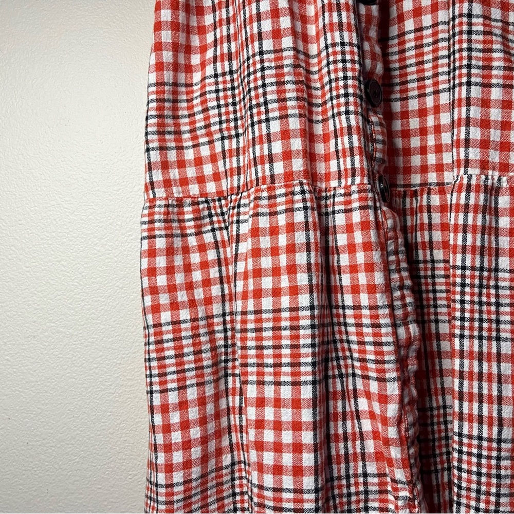 UO Plaid Positano Linen Apron Midi Dress - Picture 10 of 14